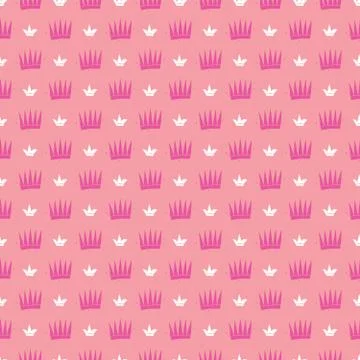 Crown Seamless Pattern, hand drawn royal doodles background, Vector Illustrat 스톡 일러스트