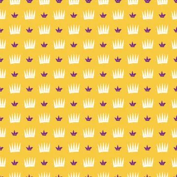 Crown Seamless Pattern, hand drawn royal doodles background, Vector Illustrat 스톡 일러스트