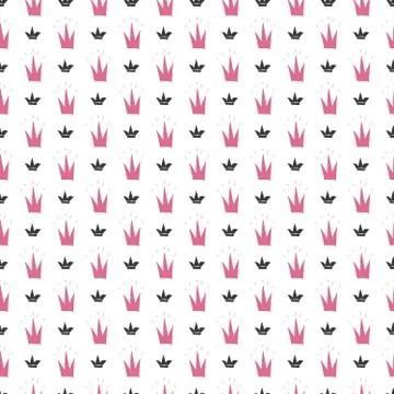 Crown Seamless Pattern, hand drawn royal doodles background, Vector Illustrat Stockillustratie