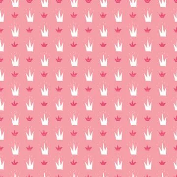 Crown Seamless Pattern, hand drawn royal doodles background, Vector Illustrat Illustrazione stock
