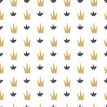 Crown Seamless Pattern, hand drawn royal doodles background, Vector Illustrat Stockillustratie