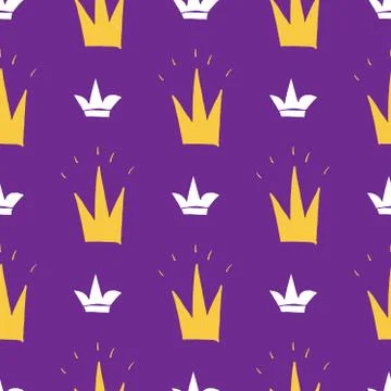 Crown Seamless Pattern, hand drawn royal doodles background, Vector Illustrat Stockillustratie