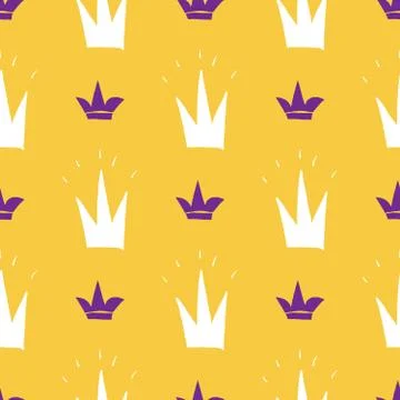 Crown Seamless Pattern, hand drawn royal doodles background, Vector Illustrat Stockillustratie