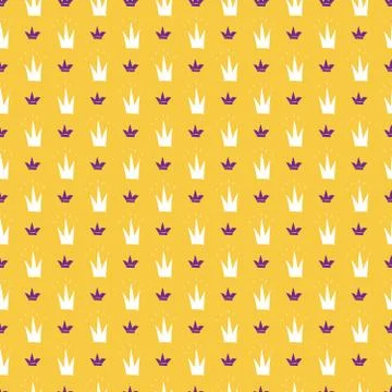 Crown Seamless Pattern, hand drawn royal doodles background, Vector Illustrat 스톡 일러스트