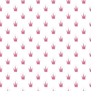 Crown Seamless Pattern, hand drawn royal doodles background, Vector Illustrat 스톡 일러스트