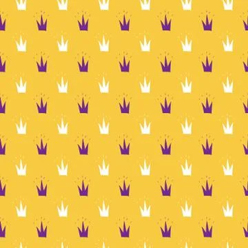 Crown Seamless Pattern, hand drawn royal doodles background, Vector Illustrat Stockillustratie