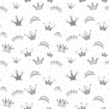 Crown seamless pattern for princess party decor Stock Illustration