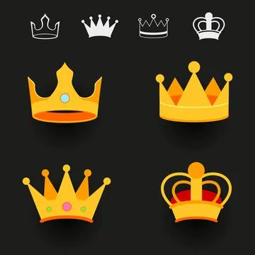 Crown set on dark background Stock Illustration