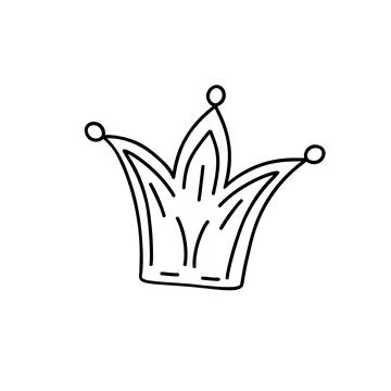 Crown simple hand drawn doodle accessory, outline element symbol of royal power Illustrazione stock