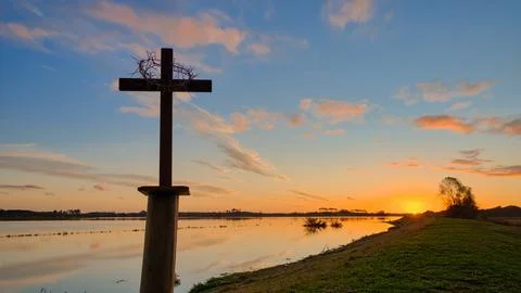 Crown of Sin On Cross Sunset Stock Photos