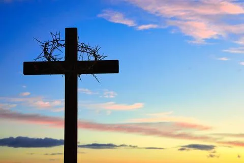 Crown of Sin On Dark Cross Stock Photos