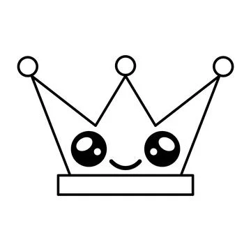 Crown with Smiling Face Outline Vector Illustration Stock Illustration