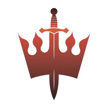 Crown Sword Shield vector Logo Design Royal Power Icon Stock Illustration