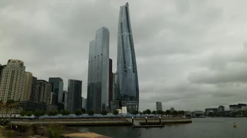 Crown Sydney in Barangaroo next to other skyscrapers 6K Stock Footage 302609976