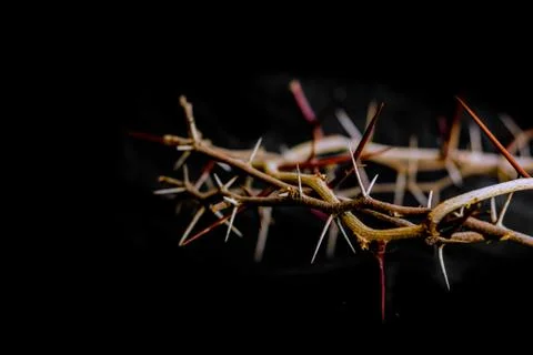 Crown of thorns and nails symbols of the Christian crucifixion in Easter Stock Photos