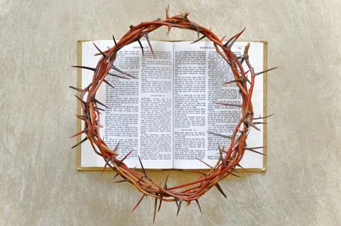 Crown of thorns on the Bible Stock Photos