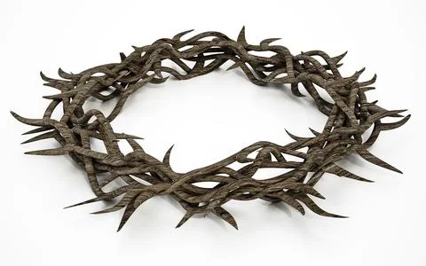 Crown of thorns isolated on white background. 3D illustration Stock Illustration