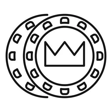 Crown token chips icon outline vector. Casino poker Stock Illustration