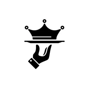 Crown on a tray icon. Premium class offer. Vip restaurant service. Vector on  Stock Illustration