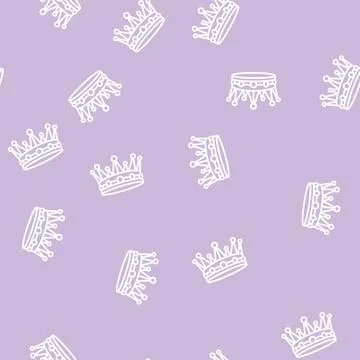 Crown treasure line seamless pattern Stock Illustration