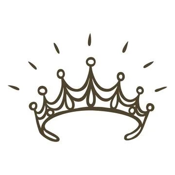 Crown vector doodle illustration, fancy decorative line art, winner award Stockillustratie