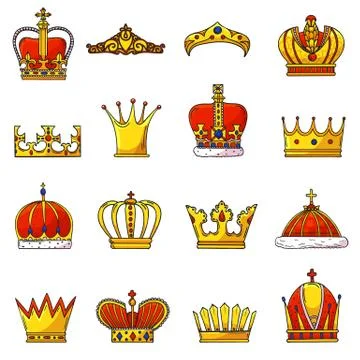 Crown vector golden royal jewelry symbol of king queen and princess illustration Stock Illustration