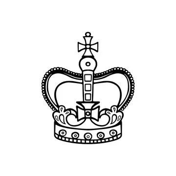 Crown vector logo graffiti hand drawn icon. Black elements isolated on white  Stock Illustration