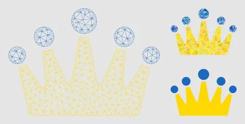 Crown Vector Mesh 2D Model and Triangle Mosaic Icon Stock Illustration