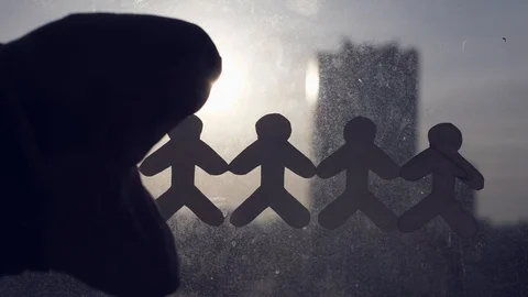 Crown virus swallows people in the city. 3840x2160, 4K Stock Footage 127191753