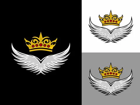 Crown with wings logo design vector template. Luxury crown and Wings combin.. Stock Illustration