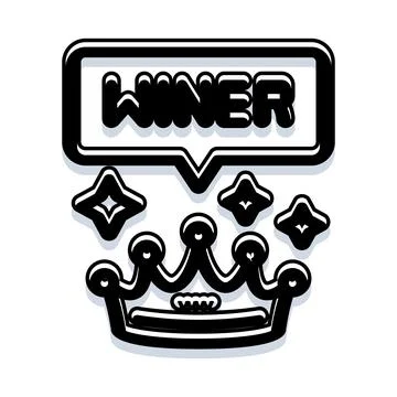 Crown with winner text winning competition concept Stock Illustration