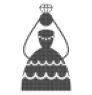 Crowned Bride Halftone Dotted Icon 스톡 일러스트