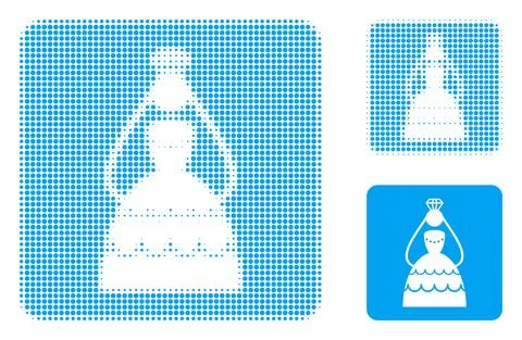 Crowned Bride Halftone Dotted Icon Stock Illustration