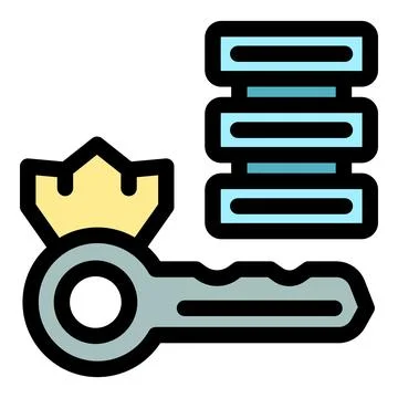 Crowned key unlocking server rack, symbolizing data access and security Stock Illustration