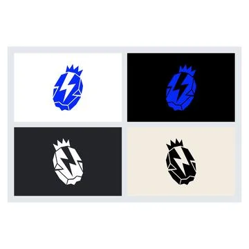 Crowned Lightning Bolt Rock Minimalist Icon Logo Stock Illustration