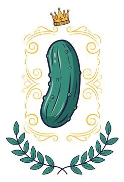 Crowned Pickle with Ornate Frame Stock Illustration