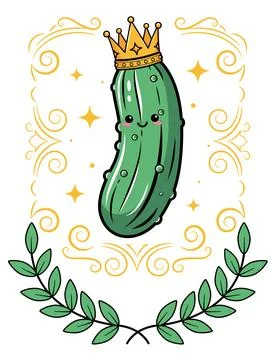 Crowned Pickle with Ornate Frame Stock Illustration