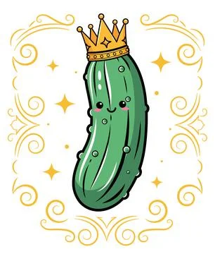 Crowned Pickle with Ornate Frame Stock Illustration