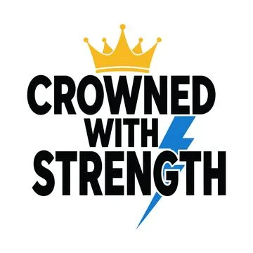 Crowned with strength logo featuring a crown and lightning bolt tshirt design Stock Illustration