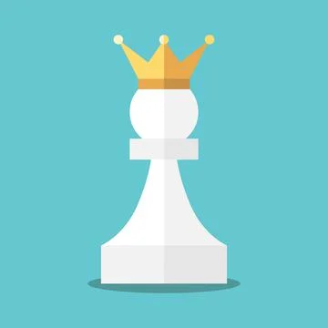 Crowned white pawn Stock Illustration