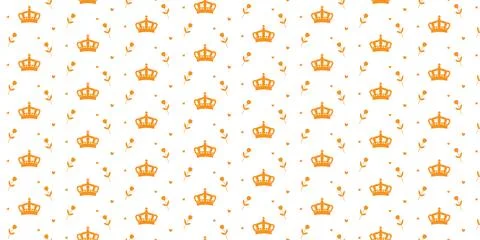 Crowns and tulips seamless pattern Stock Illustration