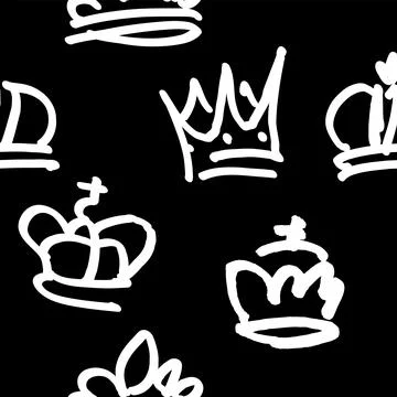 Crowns pattern. Vector doodle seamless background. Stock Illustration