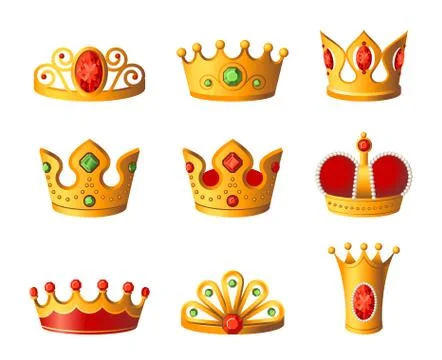 Crowns - realistic vector set of royal headgear Stock Illustration