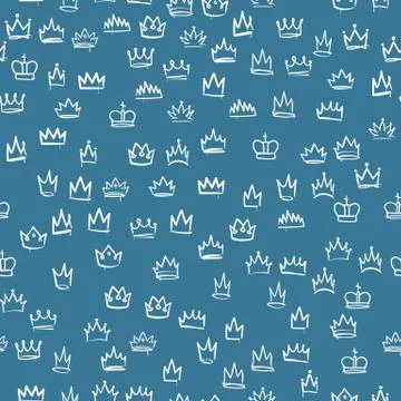Crowns seamless pattern. Hand drawn texture with sketches of the royal crown イラスト素材