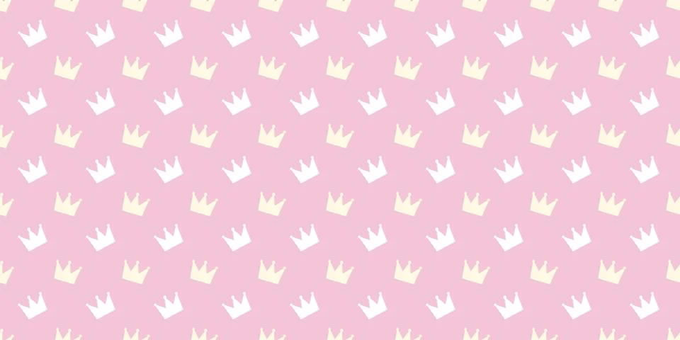 Crowns seamless repeat pattern background, princess vector. Illustrazione stock
