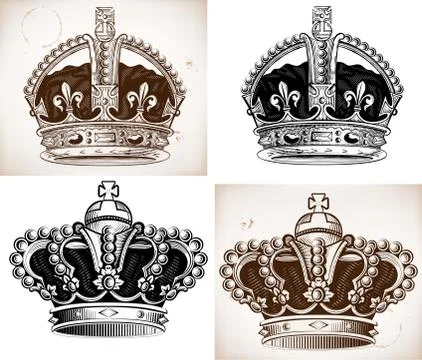 Crowns set. Vector file Stock Illustration