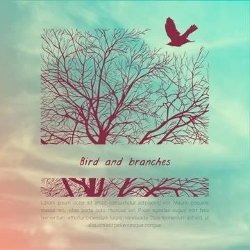 Crows and tree banner Illustrazione stock