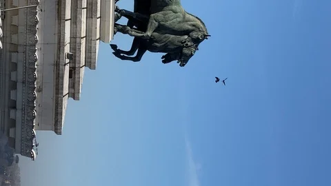Crows fighting above Rome. View from Victor Emmanuel II National Monument Stock Footage 124953723