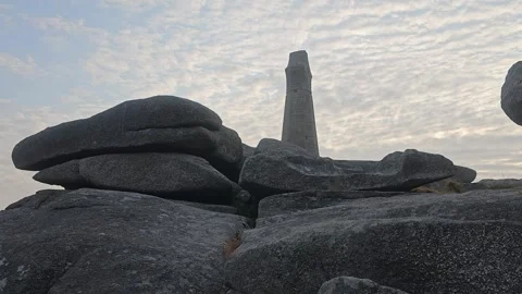 Crows flying at carn brea monument Video stock 244037624