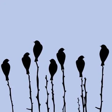 Crows sitting on branches vector image. Stock Illustration
